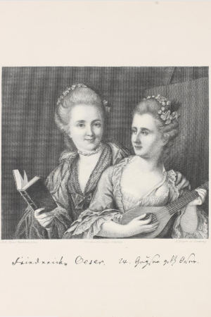 Portraitstich mit zwei edlen Damen, Doppelbildnis der Friedericke Oeser, W. Geyser geb. Oeser