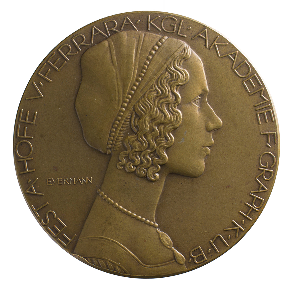 Medaille auf das Fest am Hofe von Ferrara der Königlichen Akademie für Grafik und Buchkunst Leipzig 1912